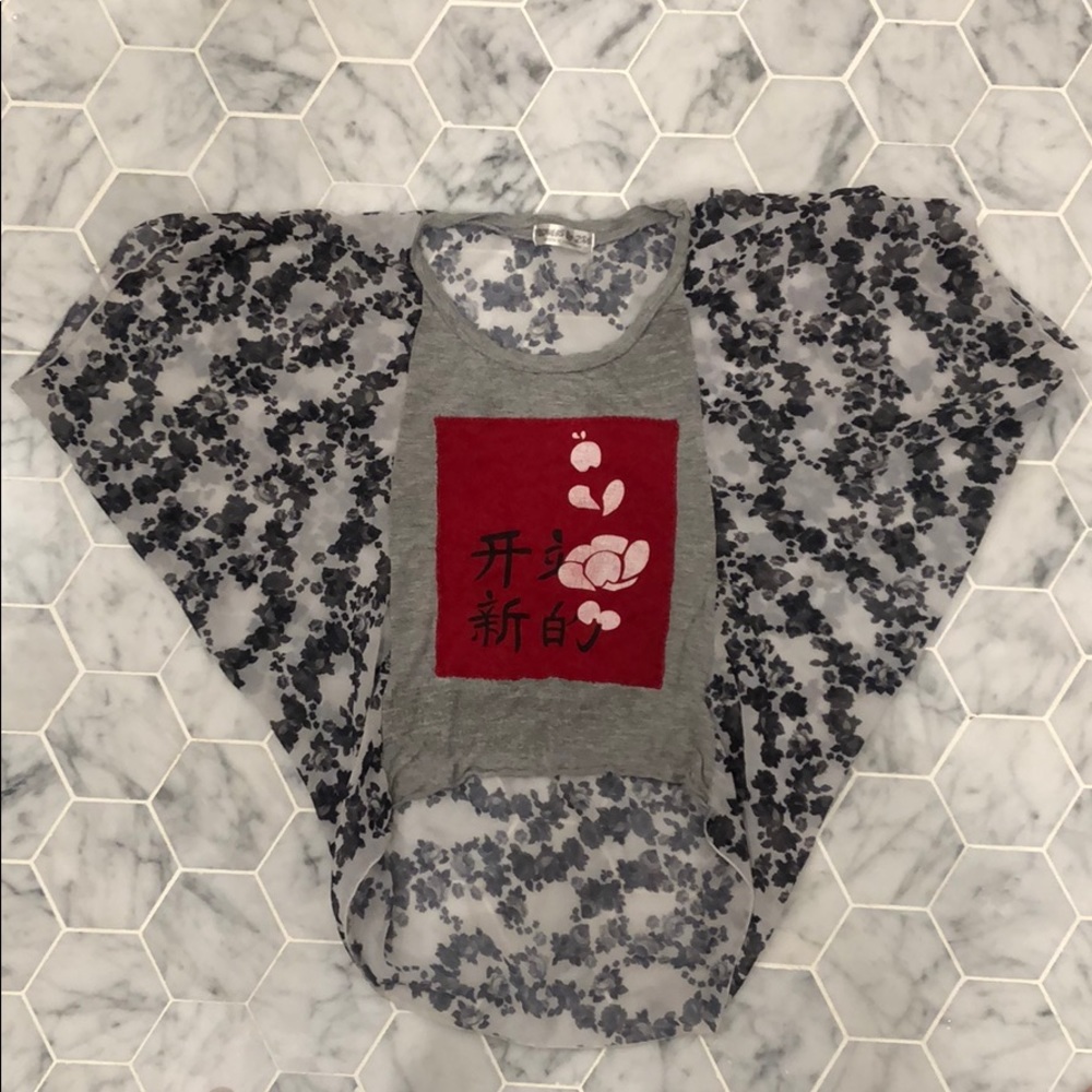 Flowers by Zoe sheer hi-low shirt
